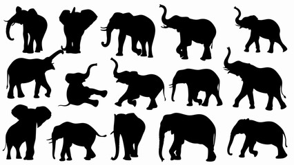 set of kangaroo silhouette vector