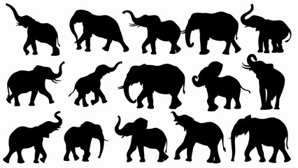 set of kangaroo silhouette vector