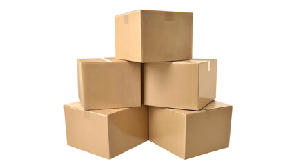 Fototapeta premium Five cardboard boxes stacked neatly. Shipping, storage, moving concept.