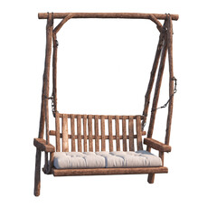 Fototapeta premium Swing seat with cushions with cozy details isolated on transparent background in 3D transparent background isolated png stock