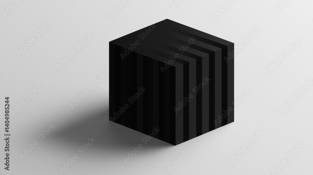 Poster a 3d rendering of a black cube with a gradient effect.
