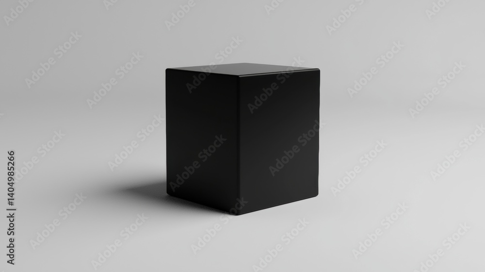 Poster a black cube with a square base.