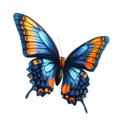 Vibrant Blue Orange Butterfly Insect Detailed Close Up
