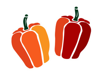 レトロな手描きの野菜のイラスト。パプリカのイラスト