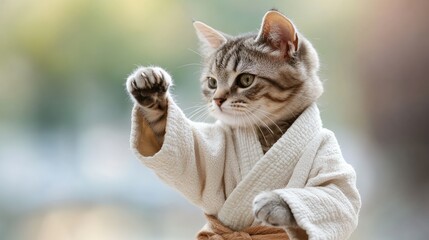 "Martial Arts Master Kitten: A Purr-fect Fighter!"
"The Kung Fu Kitty: A Feline with Moves!"
"Paws and Grace: The Cat Who Does Kung Fu!"
"Flexing Her Paws: The Kung Fu Cat's Story"
"Cats of Steel: The