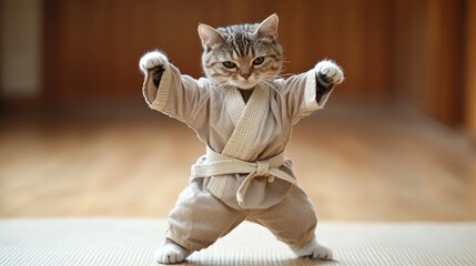 "Martial Arts Master Kitten: A Purr-fect Fighter!"
"The Kung Fu Kitty: A Feline with Moves!"
"Paws and Grace: The Cat Who Does Kung Fu!"
"Flexing Her Paws: The Kung Fu Cat's Story"
"Cats of Steel: The