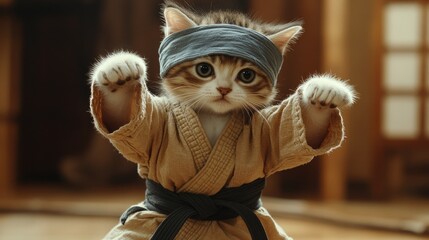 "Martial Arts Master Kitten: A Purr-fect Fighter!"
"The Kung Fu Kitty: A Feline with Moves!"
"Paws and Grace: The Cat Who Does Kung Fu!"
"Flexing Her Paws: The Kung Fu Cat's Story"
"Cats of Steel: The