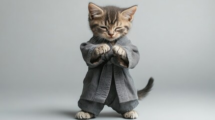 "Martial Arts Master Kitten: A Purr-fect Fighter!"
"The Kung Fu Kitty: A Feline with Moves!"
"Paws and Grace: The Cat Who Does Kung Fu!"
"Flexing Her Paws: The Kung Fu Cat's Story"
"Cats of Steel: The