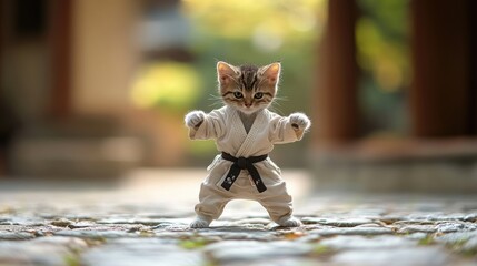 "Martial Arts Master Kitten: A Purr-fect Fighter!"
"The Kung Fu Kitty: A Feline with Moves!"
"Paws and Grace: The Cat Who Does Kung Fu!"
"Flexing Her Paws: The Kung Fu Cat's Story"
"Cats of Steel: The