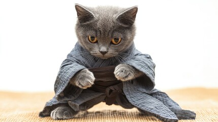 "Martial Arts Master Kitten: A Purr-fect Fighter!"
"The Kung Fu Kitty: A Feline with Moves!"
"Paws and Grace: The Cat Who Does Kung Fu!"
"Flexing Her Paws: The Kung Fu Cat's Story"
"Cats of Steel: The