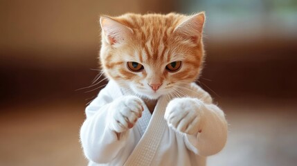 "Martial Arts Master Kitten: A Purr-fect Fighter!"
"The Kung Fu Kitty: A Feline with Moves!"
"Paws and Grace: The Cat Who Does Kung Fu!"
"Flexing Her Paws: The Kung Fu Cat's Story"
"Cats of Steel: The