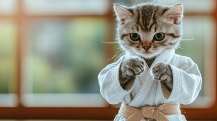 "Martial Arts Master Kitten: A Purr-fect Fighter!"
"The Kung Fu Kitty: A Feline with Moves!"
"Paws and Grace: The Cat Who Does Kung Fu!"
"Flexing Her Paws: The Kung Fu Cat's Story"
"Cats of Steel: The