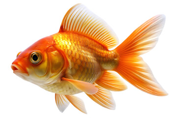 Obraz premium Bright Orange Goldfish with Flowing Fins – Isolated on White Background