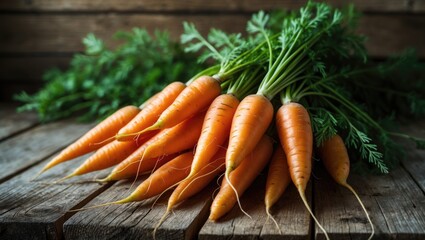 Bright arrangements of freshly gathered carrots on a timber surface emphasize the charm of farm-fresh ingredients, celebrating cooking customs and community assistance for farms
