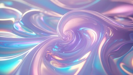 Obraz premium Holographic gradient background with a grainy effect. Vibrant psychedelic pattern. Glossy moving water texture. Lilac glass hologram. Modern digital artwork.