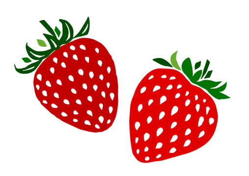 レトロな手描きのいちごイラスト