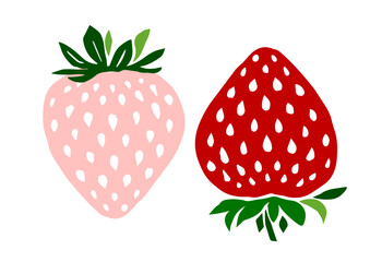 レトロな手描きのいちごイラスト