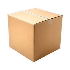 Closed Cardboard Box on White Background