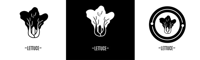 Lettuce logo set. Collection of black  logos. Stock vector.