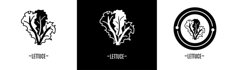 Lettuce logo set. Collection of black  logos. Stock vector.