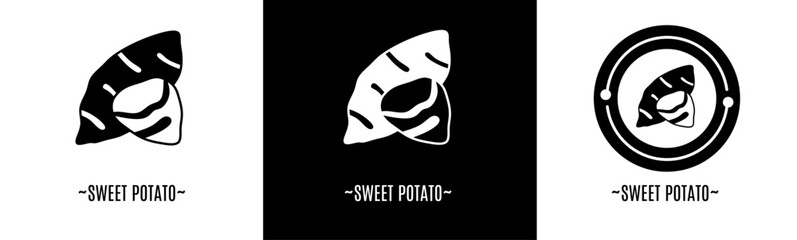 Sweet potato logo set. Collection of black and white logos. Stock vector.