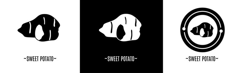 Sweet potato logo set. Collection of black and white logos. Stock vector.