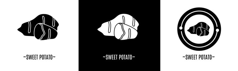 Sweet potato logo set. Collection of black and white logos. Stock vector.