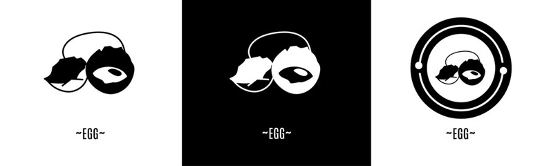 Egg logo set. Collection of black and white logos. Stock vector.