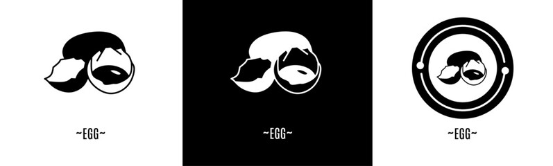 Egg logo set. Collection of black and white logos. Stock vector.
