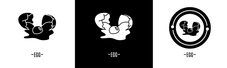 Egg logo set. Collection of black and white logos. Stock vector.