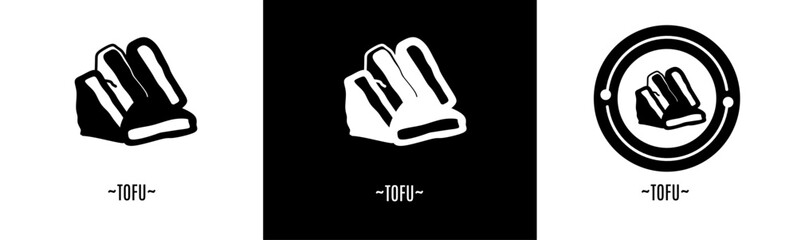 Tofu logo set. Collection of black logos. Stock vector.