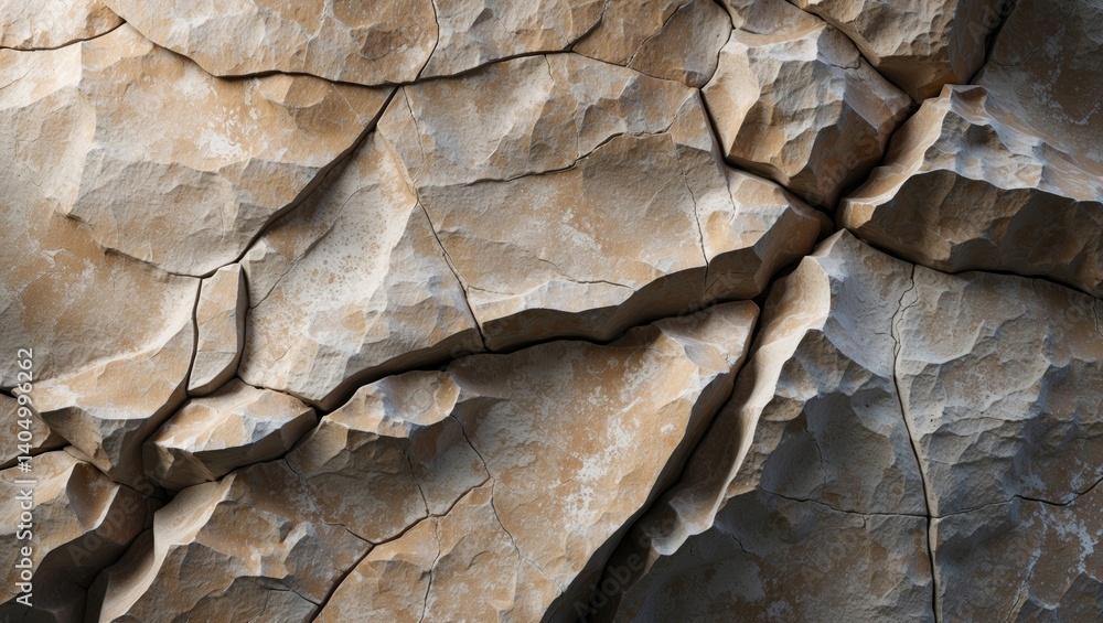 Poster natural rock texture that fractures into layers creating an abstract design of shades with several c