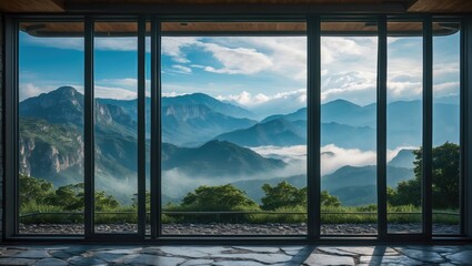 Fototapeta premium Expansive windows offering scenic views