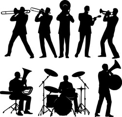 Silhouette of a Jazz Band Playing