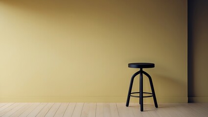 Stylish stool beside wall