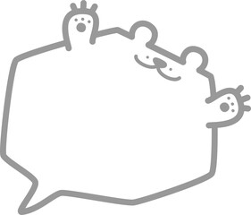 Minimal doodle hand draw animal bear speech bubble balloon, icon sticker memo keyword planner text box banner, flat design png illustration