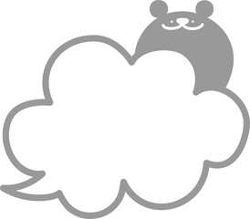 Minimal doodle hand draw animal bear speech bubble balloon, icon sticker memo keyword planner text box banner, flat design png illustration