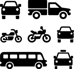 Simple Black and White Transportation Icons