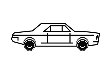 Car silhouettes line art vector on white background 