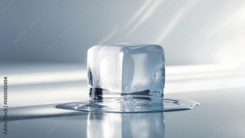 Poster melting ice cube set against a background with clipping path