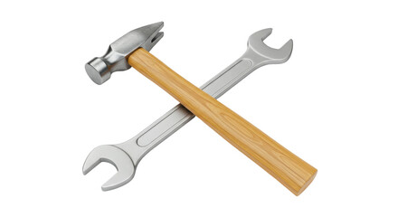 Isolated Hammer and Wrench Crossed