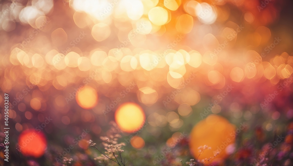 Aufkleber abstract light bokeh effect in soft focus autumn colors, warm gradient design element for seasonal u