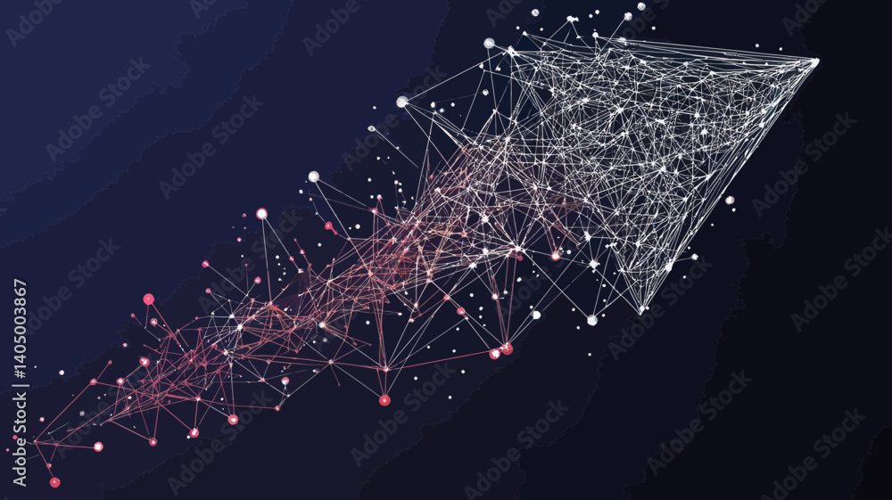 Poster futuristic low poly wireframe arrow with connecting dots and lines for business and technology conce