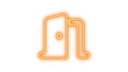 Neon door open icon brown color glow with transparent background
