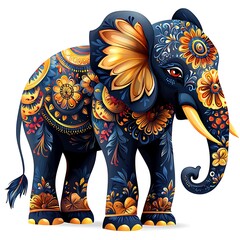 Obraz premium Vibrant decorated elephant with floral mandala patterns high resolution photos