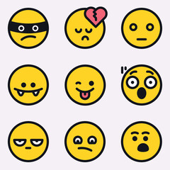 Flat Emoji Faces &ndash; Emotions Icon Set