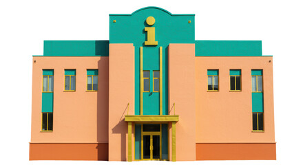 Isolated Colorful Information Building