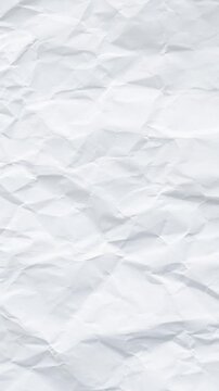 Animated white clean empty crumpled paper background, realistic folded note sheet texture stop motion, blank crushed page effect, back to school study backdrop animation, old business idea design