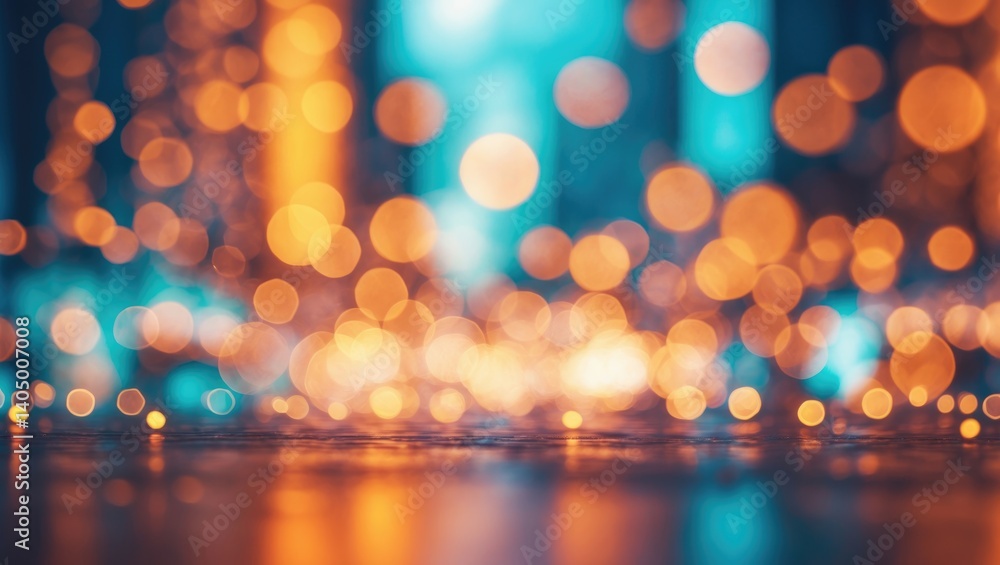Poster blurred background of multicolored bokeh lights