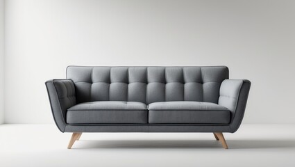 Contemporary grey fabric sofa on a white background